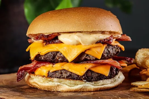 loaded burger with bacon and cheese