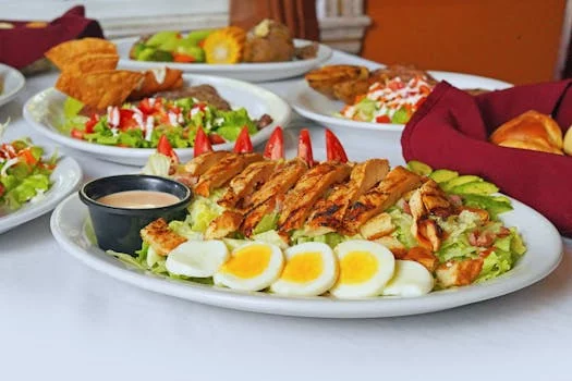 colorful cobb salad with chicken